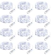 Minetom 12 Pack Fairy Lights Battery Operated String Lights, 8 Modes & Timer, 7ft 20LED White Wat...