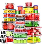 50 Pcs Large Food Storage Containers with Lids Airtight-85 OZ to small Containers-Total 526OZ Sta...