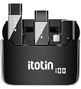 ITOTIN Wireless Microphone (1 TX + 1 RX), Mini Lapel Mic with Charging Case, 6H, Wireless Mic for...
