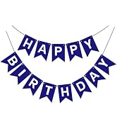 Pre-Strung Navy Blue Happy Birthday Banner Signs Party Decorations for Women Men Girls Boys