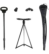 XXL Portable Walking Cane with Seat, Adjustable 34"-37" Foldable Lightweight Aluminum Anti-Slip W...