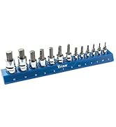Titan 85531 13-Piece Metric Hex Bit Socket Set, Magnetic Socket Organizer with Laser-Etched Size ...