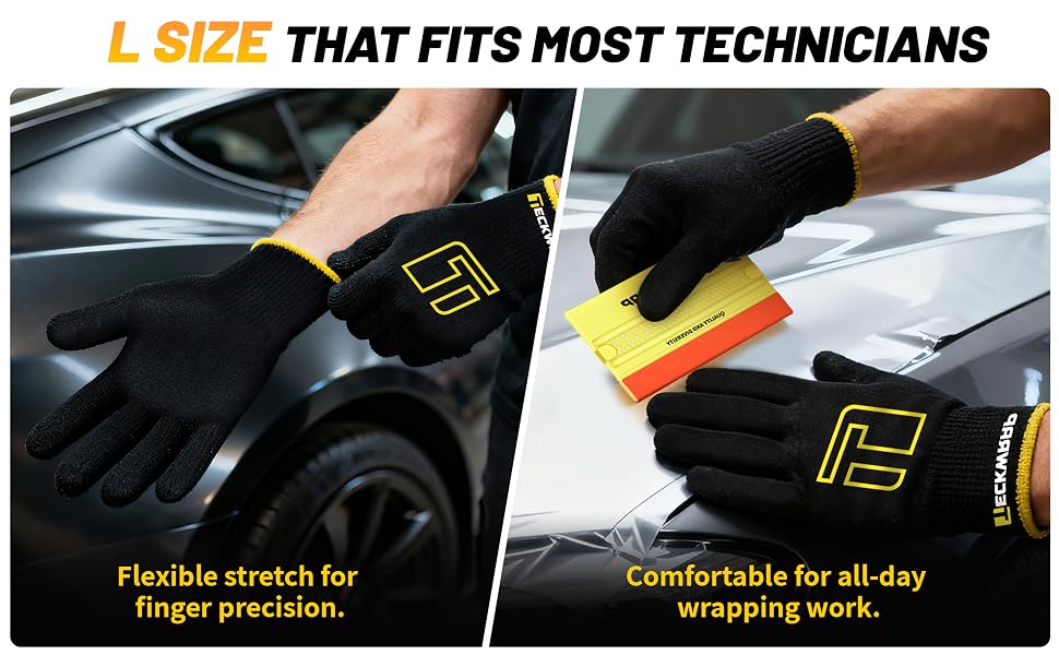 Ergonomic work gloves offer a snug and flexible fit for most installers’ hands