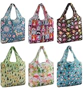 SZUAH Reusable Grocery Bags Foldable 6 Pack -50lbs Heavy Duty Foldable Reusable Shopping Bags, La...