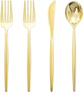 Rubtlamp 90Pcs Gold Plastic Silverware, Gold Plastic Utensils, Plastic Cutlery Include 30 Plastic...
