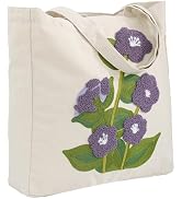 Perseverance Trade Embroidery Canvas Tote Bag for Women Reusable Cotton Shoulder Bag for Shopping...