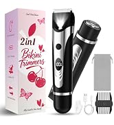 Wea&Hea Bikini Trimmer for Women, 2 in 1 Electric Razor Body Shaver | 2 grooming heads, IPX7 wate...