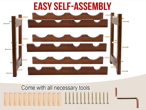 Bamboo Wine Rack, 3-Tier 12 Bottles Wine Storage Cabinet Shelf, Natural Wine Racks Countertop