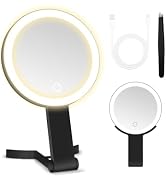 MIYADIVA Travel Makeup Mirror with Lights, Height Adjustable 30X/1X Double-Sided Magnifying Mirro...