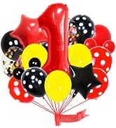40 Inch 1 Balloon Number Mouse Colorful Red Black Yellow Balloons Latex Confetti Balloons Polka D...