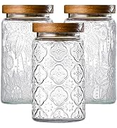 Adodeen 3-Pack 32oz Glass Jar With Airtight Lid,Kitchen Canisters For Countertop,Coffee Sugar Con...