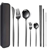 AARAINBOW 8 Pieces Stainless Steel Flatware Set Portable Reusable Cutlery Set Travel Utensils Set...