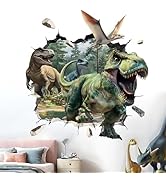 Amimagen 3D Dinosaur Wall Stickers - Tropical Palm Tree Leaf Dino Wall Decals - Nursery Kids Baby...