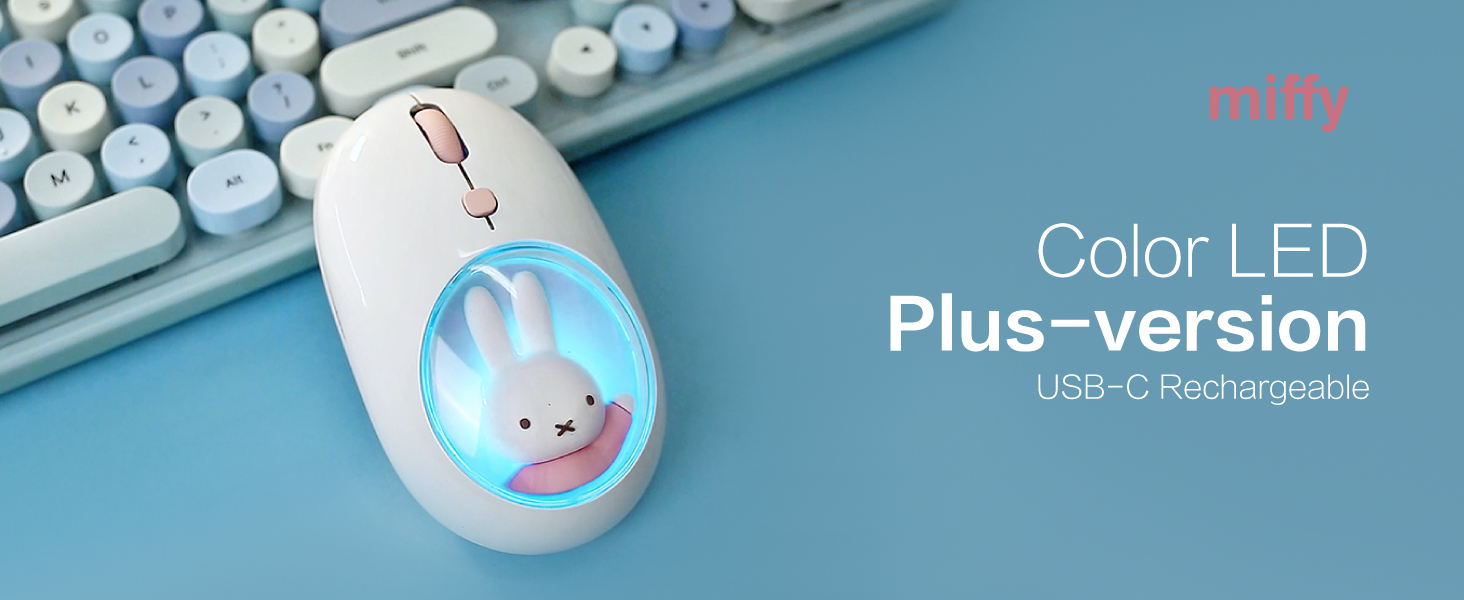 Miffy wireless Dual Mode Mouse Bluetooth Rechargable LED Plus-Version