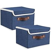 Lucky Monet 2 Pack Linen Fabric Foldable Storage Bin Set Collapsible Storage Box Cube Closet Orga...