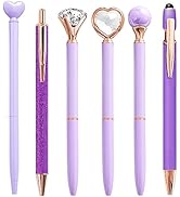 YOXMJDB Personalized Pens for Women, 6 Pcs Purple Pens Ballpoint Pen Bulk, 1.0mm Medium Point Bla...