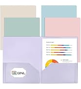 GNL Plastic Folders with Pockets, Pack of 5, Muted Pastel Colors, Heavy Duty 2 Pocket File Folder...