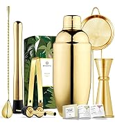 Homestia Cocktail Shaker Set Stainless Steel Gold Martini Shaker Set, 24oz Drink Shakers Cocktail...