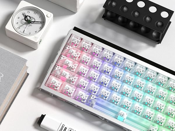 Honeycomb Clear Keycaps, Black Shine Through Keycaps, Jelly Keycap Transparent keyboard Cap