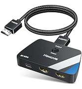 NEWCARE HDMI 2.1 Switch 2 in 1 Out with 2.6ft 8K Cable, HDMI Switcher 4K@120Hz, Bi-Directional HD...