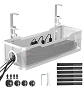 Under Desk Cable Management Tray White, Cinati Cable Management Under Desk No Drill, Cable Tray w...