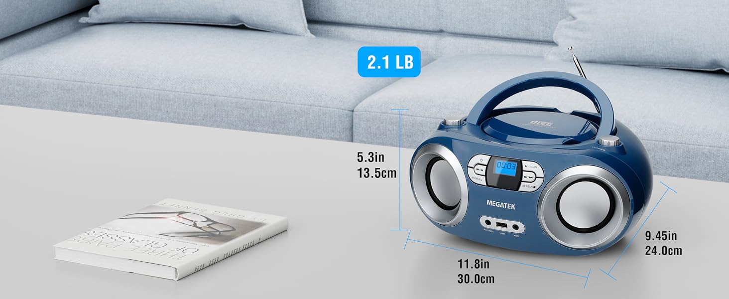 Portable CD Player Boombox with Item dimensions