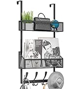 Kaiferty Over The Door Hooks Organizer,Coat Rack with 12 Hooks and 2 Mesh Baskets,Back of Door St...
