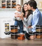 Shazo Airtight 6 Pc Mini Container Set + 6 Spoons - Durable Clear Plastic Food