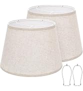 Large Drum Lamp Shades Set of 2, 12"Top x 16"Bottom x 11"High, Beige Lampshades for Table Lamps F...