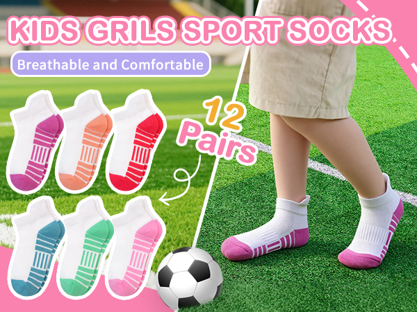KIDS GRILS SPORT SOCKS Breathable and Comfortable