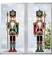 Ivenf Christmas Window Clings Decorations: 2 Sheets Extra Large 3D-effect Nutcracker Soldiers Chr...