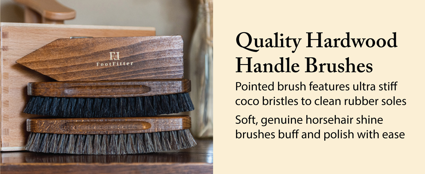 german made soft horsehair bristle brushes to buff and shine