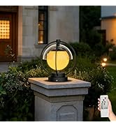 LOZNDA Solar Post Lights with Remote Control, Modern Pillar Light Dusk to Dawn IP54 Waterproof So...