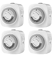 24 Hour Indoor Mechanical Timer with 2 Ground 3 Plug Socket Timer,30 min Daily on/Off Cycle for L...