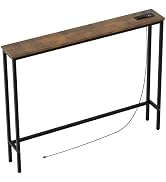 Aduanbang 5.9" Console Table with Outlet – Narrow Sofa Table, Behind Couch Table for Living Room ...