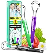 CATACC PRO 3 Pack Metal Tongue Scrapers for Kids Adults, Stainless Steel Tongue Cleaner Scrubber ...