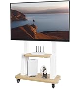Mobile TV Cart for 32-75 Inch Flat/Curved LED/LCD/OLED TVs, Height Adjustable Rolling TV Stand wi...