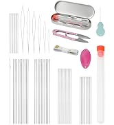 FIVEIZERO 60 Pieces Beading Needle Set, 5 Sizes Species Big Eye Beading Needles (with Threader) N...
