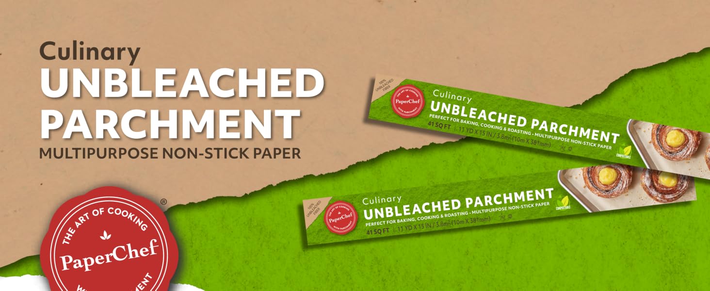 PaperChef parchment bags, cooking bags, oven-safe, non-stick, meal prep, 12 pack