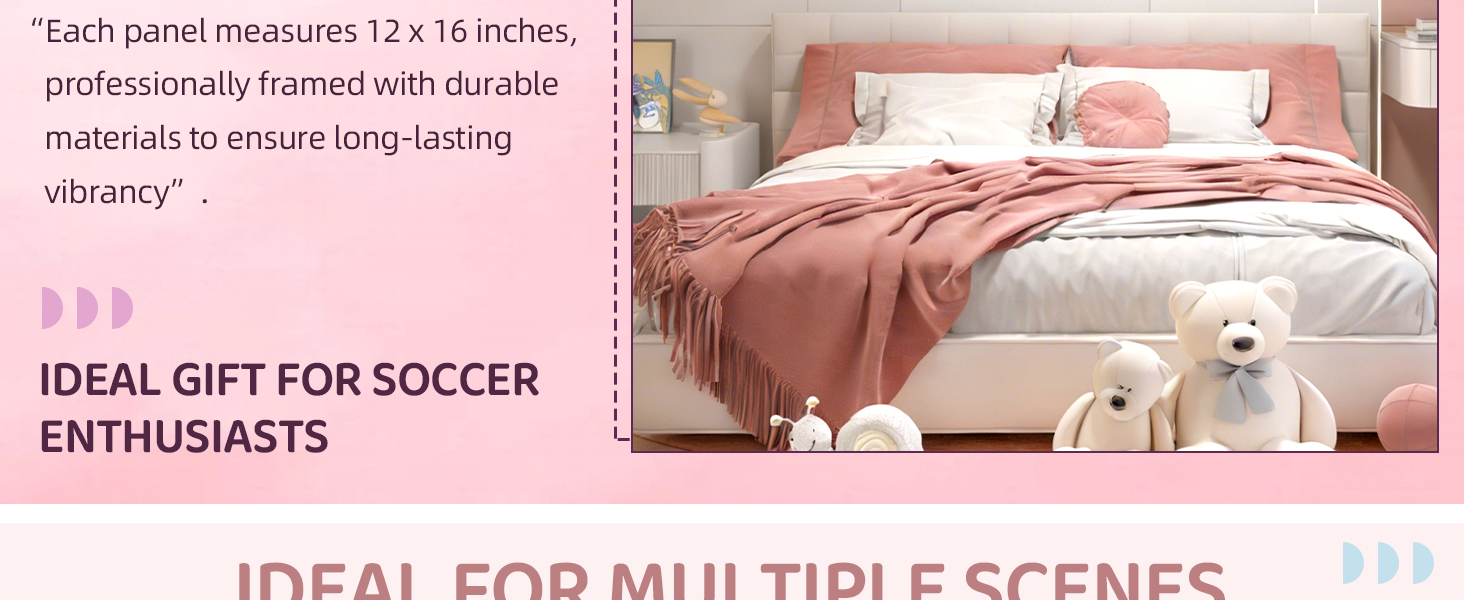 3Pcs Girl Graffiti Soccer Canvas Wall Art