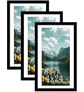 Picrit 14x24 Picture Frame 3 Pack, Black Poster Frame, Display Poster 11 x 22 with Mat or 14 x 24...