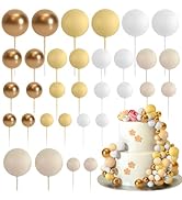ASTARON 32 Pcs Ball Cake Topper Decorations Mini Balloons Cake Topper Sticks Foam Balls Cake Pick...