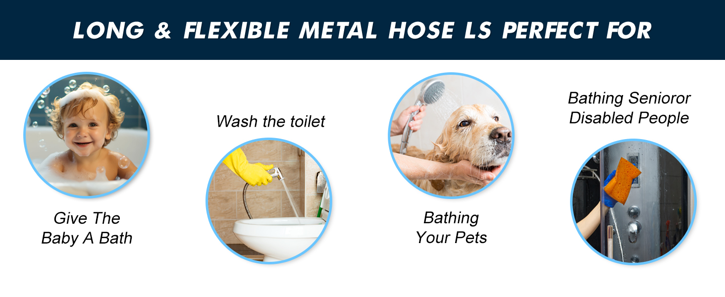 long hand held shower hose