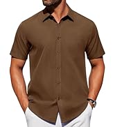 Alimens & Gentle Mens Short Sleeve Dress Shirt Wrinkle Free Solid Casual Button Down Shirts for S...