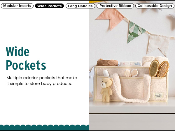 PeraBella Baby Diaper Caddy Organizer for Changing Table, Baby Storage Basket for Diapers