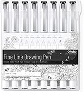 Ohuhu Fineliner Pens Micro Drawing Pens: 8-size Tips (Ultra-fine, Fine & Brush) Waterproof Pigmen...