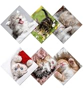 CREATCABIN 6 Pcs Cute Cats Microfiber Glasses Cleaning Cloth Reusable Thicken Sunglasses Cloth So...
