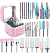 Nail Drill Bits Set with Storage Case: 30pcs 3/32 Inch Carbide Diamond Ceramic Professional Salon...