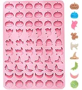 Halloween Candy Molds Silicone, 60-Cavity Mini Ghost Pumpkin Spider Web Bat Cat Hat Moon Chocolat...