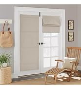 NICETOWN 100% Blackout French Door Curtain with Adhesive Top & Magnetic Lift, No Drill Cordless R...